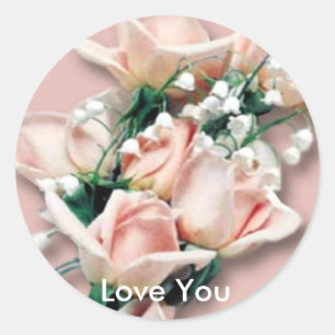 Adesivo Redondo Amo-te Rosa Sticker
