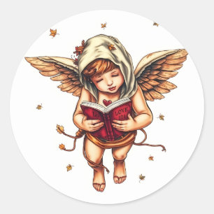 Adesivo Redondo Amor 101: Guia de Cupido para Romance ❤️ 📖 ✨
