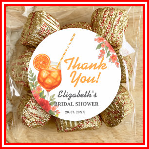 Adesivo Redondo Amor à Primeira Spritz Chuveiro de Noiva Laranja C