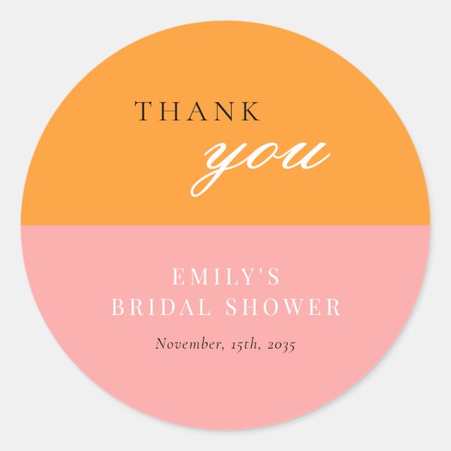 Adesivo Redondo Amor à Primeira Spritz Festa de Noiva Moderna (Frente)