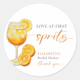 Adesivo Redondo Amor à Primeira Taça de Spritz Chamada de Chá de N
