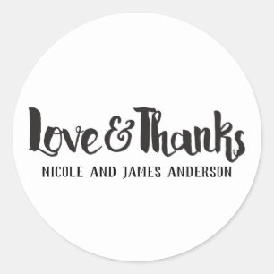 Adesivo Redondo Amor & Agradecimentos Black Fat Thick Script Obrig