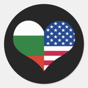 Adesivo Redondo Amor American/USA e bandeira búlgara