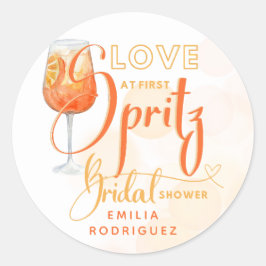 Adesivo Redondo Amor ao Primeiro Chá de panela Laranja Moderno SPR