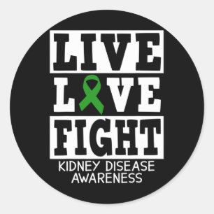 Adesivo Redondo Amor Ao Vivo Luta Contra Doença Renal Verde