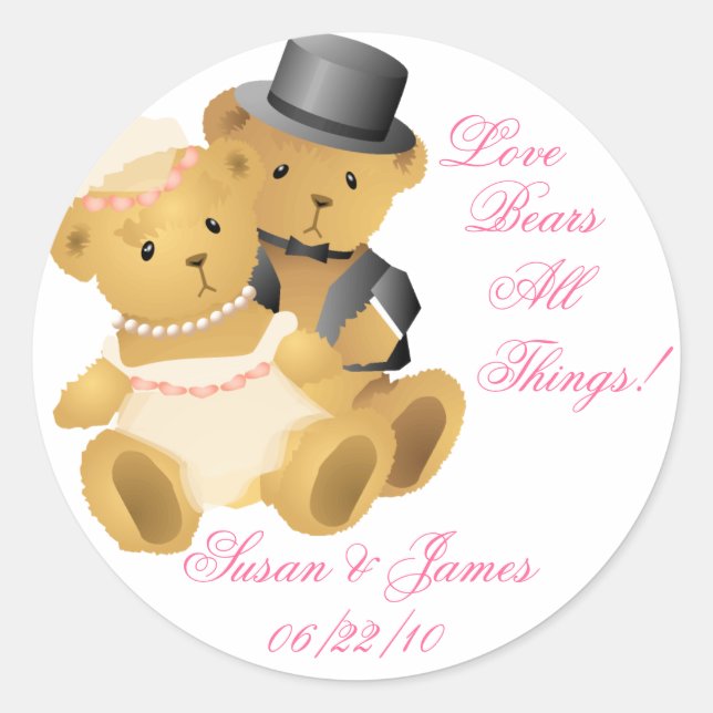 Adesivo Redondo Amor Bears Todas As Coisas (Frente)