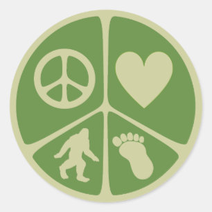 Adesivo Redondo Amor Bigfoot da paz