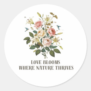 Adesivo Redondo Amor Blooms com Natureza