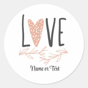 Adesivo Redondo Amor- Boho Heart Personalize Valentine Day