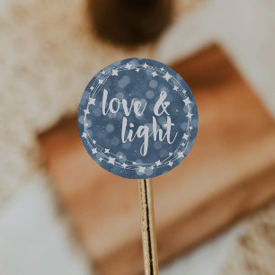Adesivo Redondo Amor & Bokeh claro Hanukkah