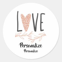 Adesivo Redondo Amor - Bonito Boho Cardíaco Valentine Day Personal