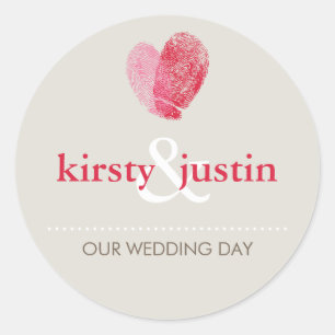 Adesivo Redondo Amor bonito do coração da impressão digital do