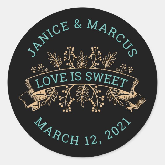 Adesivo Redondo Amor Botânico é Pau Doce (Frente)