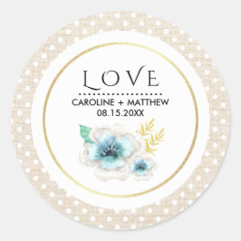 Adesivo Redondo Amor. Casamento de Textura Romântica Floral