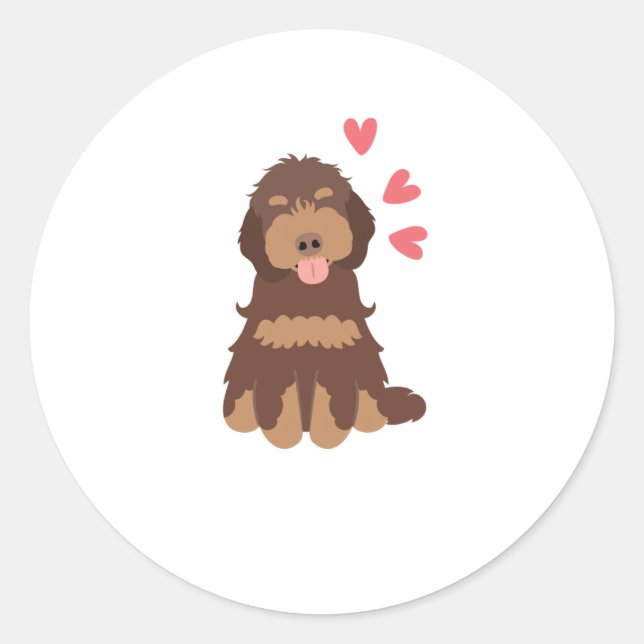 Adesivo Redondo Amor Chocolate Fantasma Cockapoo Cão Cavapoo (Frente)