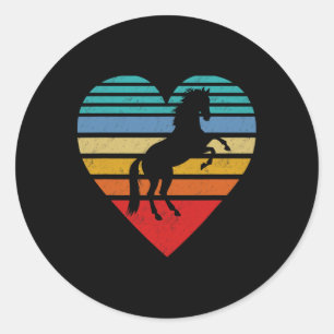 Adesivo Redondo Amor com Animais do Coração de Cavalo Retro
