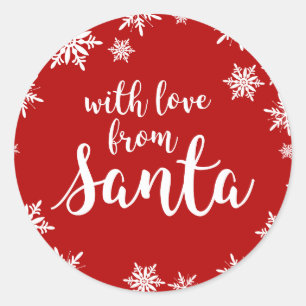 Adesivo Redondo Amor com Papais noeis de presente de Natal vermelh