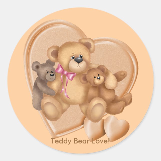 Adesivo Redondo Amor com Urso de Teddy (Frente)
