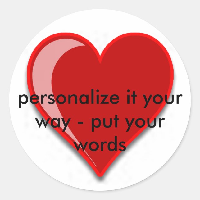 Adesivo Redondo Amor - Coração Vermelho Personalizado Adicionar Se (Frente)