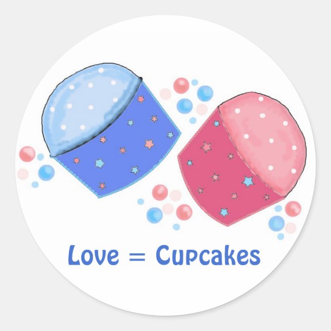 Adesivo Redondo Amor = Cupcakes (Frente)