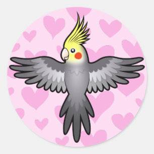 Adesivo Redondo Amor de Cockatiel