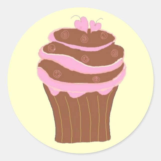 Adesivo Redondo Amor de Cupcake (Frente)