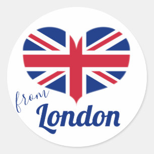 Adesivo Redondo Amor de Londres  Coração — Reino Unido Flag Un