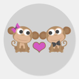 Adesivo Redondo Amor De Macaco Bonito