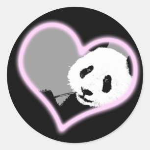 Adesivo Redondo amor de Panda. luz neon.