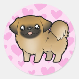 Adesivo Redondo Amor de Pekingese (filhote de cachorro cortado)