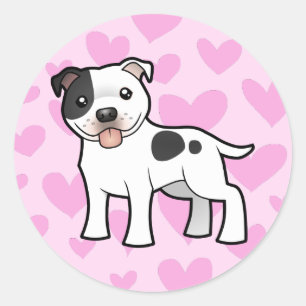 Adesivo Redondo Amor de Staffordshire bull terrier