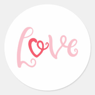 Adesivo Redondo Amor Design Com Uma Palavra De Amor Para Amantes