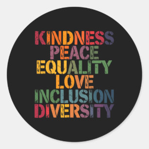 Adesivo Redondo Amor Diversidade de Paz Inclusão Igualdade Black H