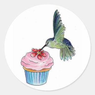 Adesivo Redondo Amor do cupcake do colibri