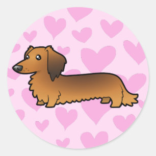 Adesivo Redondo Amor do Dachshund (longhair)