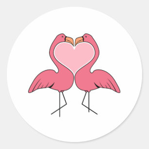 Adesivo Redondo Amor do flamingo