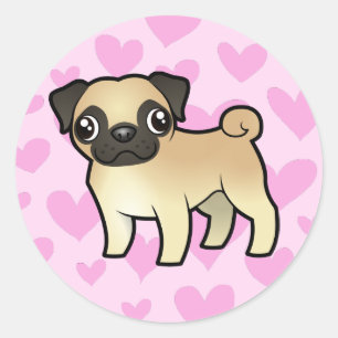 Adesivo Redondo Amor do Pug