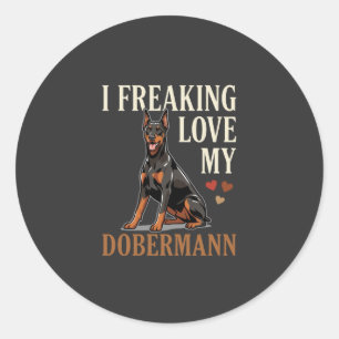 Adesivo Redondo Amor Dobermann Amante de Cachorro