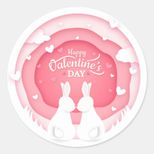Adesivo Redondo Amor dos coelhos de coelho do feliz dia dos