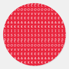 Adesivo Redondo amor e beijos, design de texto gráfico vermelho di