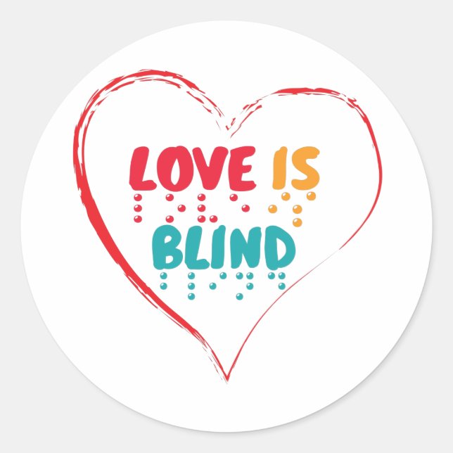 Adesivo Redondo Amor é Cego Braille Heart (Frente)