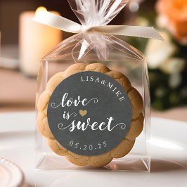 Adesivo Redondo Amor é doce Casamento Personalizado Favor Chalkboa