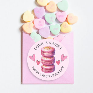 Adesivo Redondo Amor é doce Feliz dia de os namorados Macaron