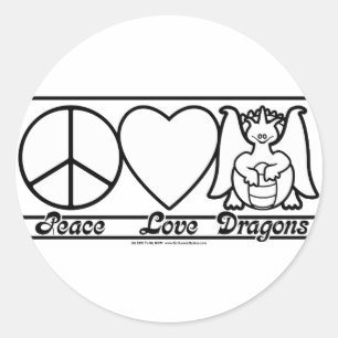 Adesivo Redondo Amor e dragões da paz