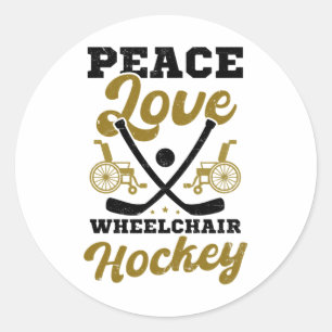 Adesivo Redondo Amor E Hockey De Cadeira De Rodas Design Hóquei Em