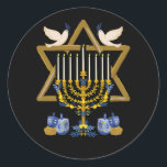 Adesivo Redondo Amor e Luz Hanukkah judeu Menorah judeu Chanuka<br><div class="desc">Chanucá é um festival judeu comemorando a rededicação do Segundo Templo Também é conhecido como o Festival das Luzes,  Chanukah.</div>