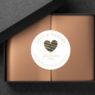 Adesivo Redondo Amor e Obrigados de coração negro que dão suporte 