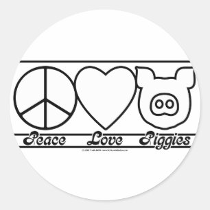 Adesivo Redondo Amor e Piggies da paz