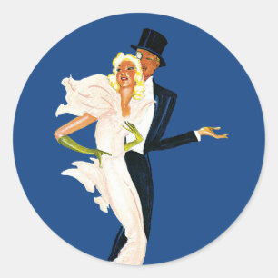 Adesivo Redondo Amor e Romance Vintage, Casal de Noiva Moderno