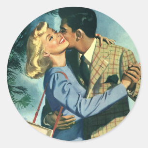 Adesivo Redondo Amor e Romance Vintage, Dança de Natal